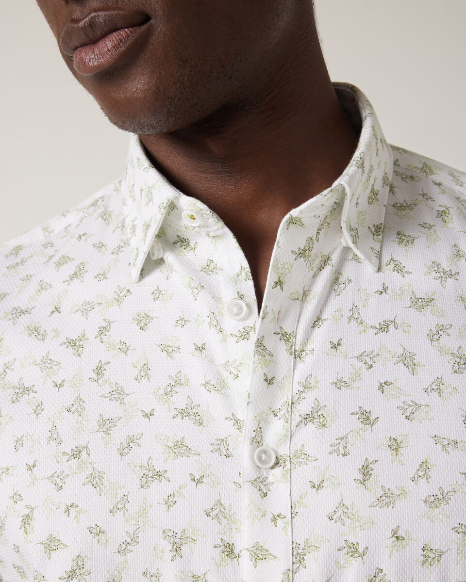 Textured Floral Long Sleeve Shirt, Khaki, hi-res